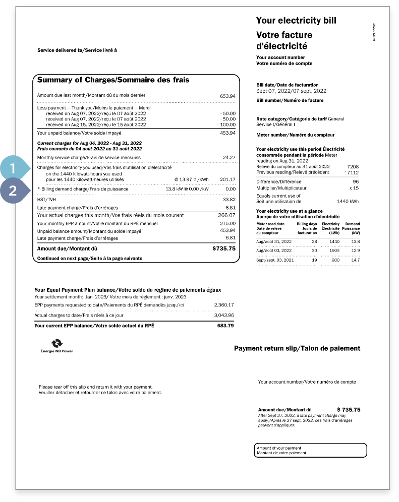 Electricity bill - Page 1