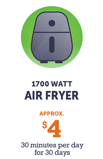Graphic - 1700 watt Air Fryer (approx. $4 - 30 minutes per day for 30 days)
