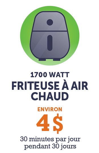 Graphique - 1700 Watt Friteuse à Air Chaud (environ 4 $ - 30 minutes par jour pendant 30 jours)